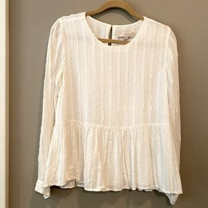 LOFT | L/S textured blouse with peplum bottom | M